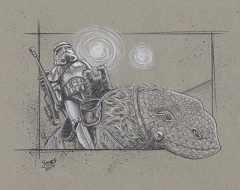 Print - Stormtrooper on Dewback