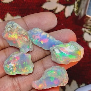 Cut Grade Extremely Large 5 Pc Opal Rough Lot 40 Cts, Natural Ethiopian Opal Rough, Fire Opal Gemstone, Opal Raw Crystals For Jewelry, Opal