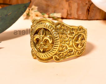 Anel em Prata de Lei 925 Banhado a Ouro: Anel Artesanal em Estilo Boho Medieval