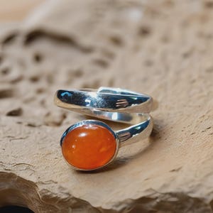 Natural orange carnelian ring handmade jewelry, carnelian stone jewelry ring for her, sterling 925 silver Gift for Her/Women for special Day