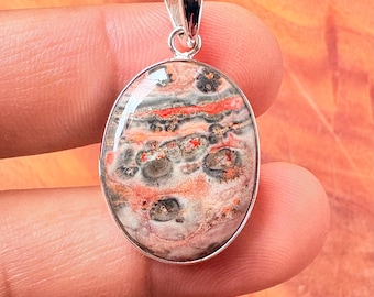 Handmade 925 Sterling Silver Jasper Pendant | Polished Stone Jewelry