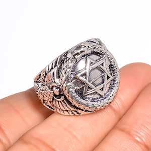 Oxidized 925 Sterling Silver Ring: Handmade Retro Design