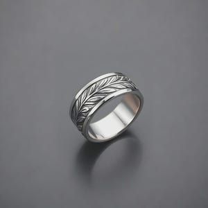 Handcrafted Sterling Silver Leaf Pattern Ring Unique Nature-Inspired Jewelry | Gift For her oxidized Handmade ring 925 sterling silver ring