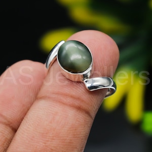 Natural Original Cat&#39;s Eye Handmade Jewelry 925 Sterling Silver Ring Lehsunia Cat&#39;s Eye Gemstone Ring for Men & Women Gift for Friends