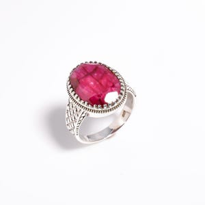 Natural ruby 925 Sterling silver ring handmade jewelry ruby stone jewelry ring for Her/Him, sterling 925 Silver Ruby Oval Gemstone Ring