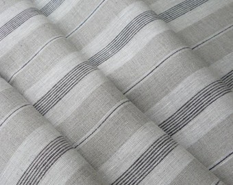 Pure  linen fabric with white#black and natural stripes#Natural#Linen#homeDecor