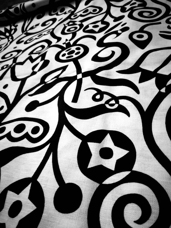 Black and white linen decorative fabric Etsy