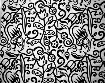 Black and white linen decorative fabric