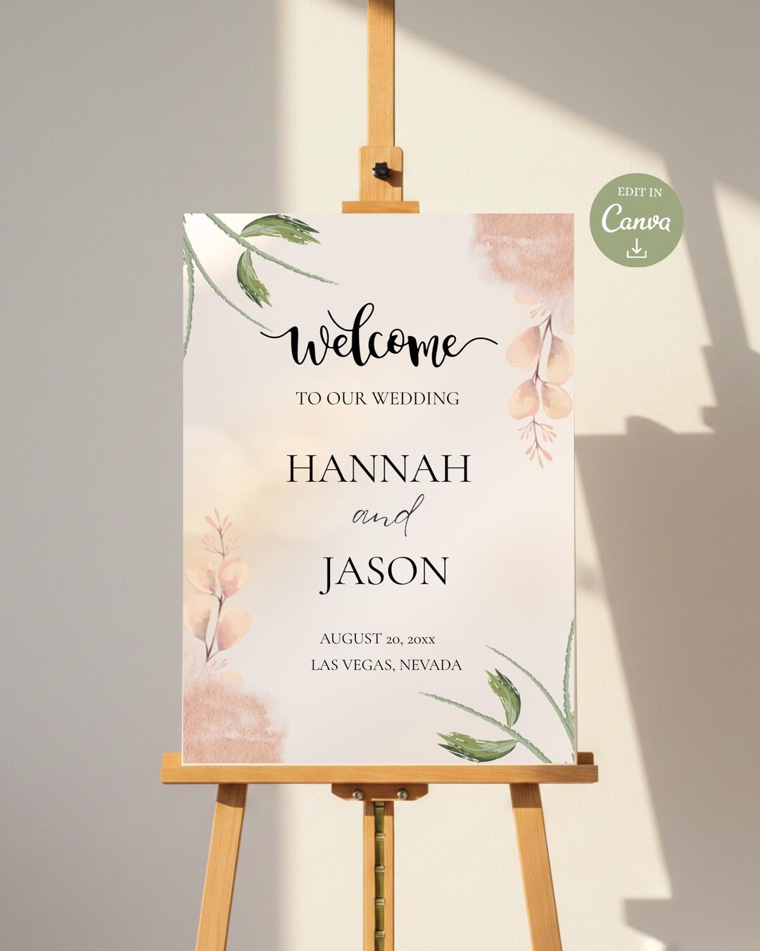 Editable Floral Entry Poster | Neutral Botanical Canva Template ...