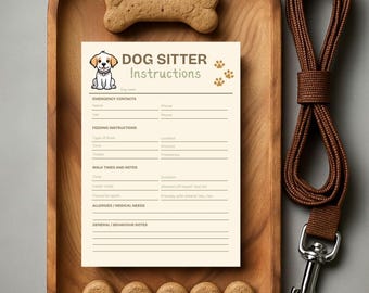 Dog Sitter Instructions Printable: Puppy Care Checklist (Digital Download)