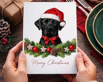Black Lab Christmas Card | Dog Lover Holiday Art (Digital Download)