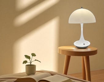 Modern Mushroom Table Lamp | Minimalist White Ceramic Light for Bedroom & Living Room | Cozy Home Decor