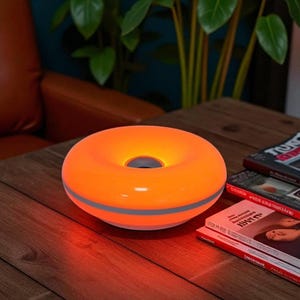 Retro Orange Mushroom Table Lamp – Mid Century Modern Light – Bold Accent Lamp – Vintage Style Lighting for Living Room or Office