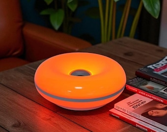 Retro Orange Mushroom Table Lamp – Mid Century Nightstand Lamp, Vintage Desk Light