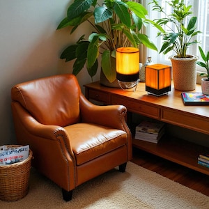 Wooden Table Lamp – Warm Ambient Light for Bedroom, Living Room or Office – Modern Boho Decor – Minimalist Nightstand Lighting