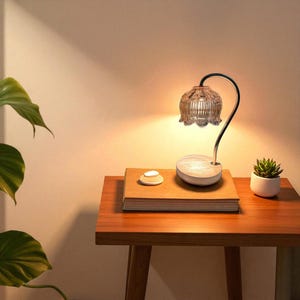 Vintage Glass Table Lamp – Retro Desk Light with Soft Warm Glow | Mid Century Bedroom Lamp | Classic Nightstand or Study Lighting