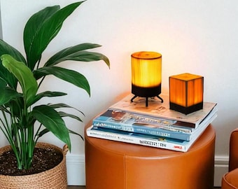 Wooden Table Lamp – Warm Ambient Light for Bedroom, Living Room or Office – Modern Boho Decor – Minimalist Nightstand Lighting