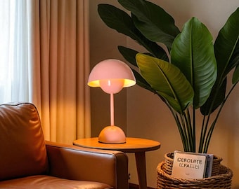 Pink Desk Lamp, Aesthetic Room Decor Lighting, Bedside Nightstand Lamp, Minimalist Scandinavian Style Light, Cozy Bedroom Lamp