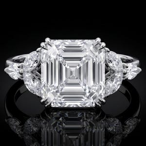 6.00 Ct Asscher Cut Diamond Engagement Ring, VVS1 Clarity, White Gold Finish Sterling Silver