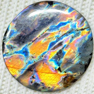 Labradorite Crystal - Spectrolite Labradorite - Purple Labradorite cabochon - Round Labradorite for jewelry. [112 Ct 48X48 mm]