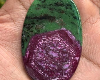 Ruby Zoisite Cabochon, Handmade Loose Gemstone (61X39 mm, 158 Ct)