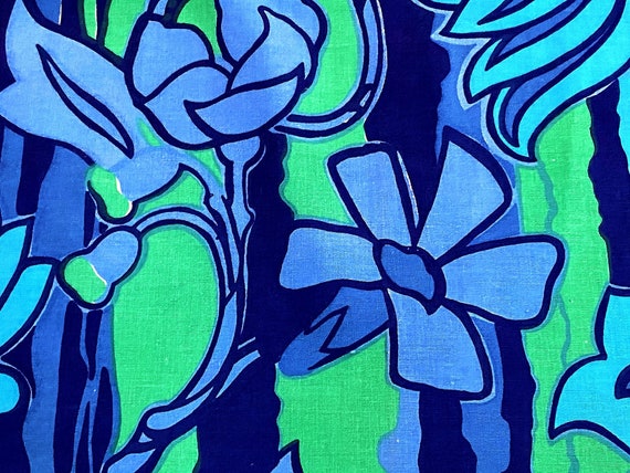 It's Electric! POSH FLORAL Vintage Fabric Mid Century Danish MOD Unused Yardage 3YDS Avail.