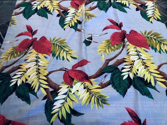 The Tropics 30's Miami Beach Art Deco Barkcloth Vintage Fabric Drape Curtain 4 Avail.
