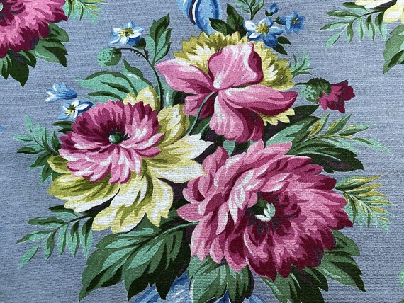 30's Lavender Hand Tied Floral Hollywood Glam Barkcloth Vintage Fabric 6YDS Avail.