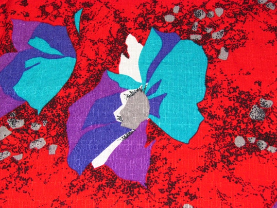 Abstract California Print POP Art Vintage Barkcloth Era Fabric Wild & Crazy 50's 60's Red Turquoise Purple Cobalt MCM Abstract 5YDS Avail