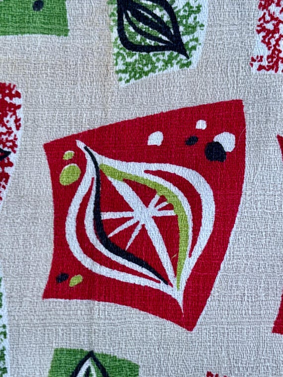 Cosmic Crazy 1950’s Funky Atomic Biomorphic Mid Century Barkcloth Vintage Fabric 4YDS Avail.