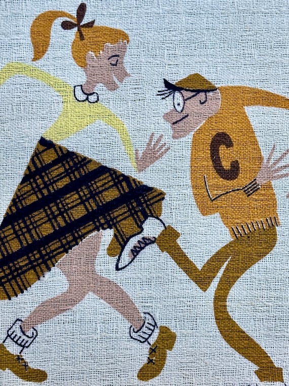 Iconic 1950's School Spirit TEENAGER YEARS Concerts TWIST Barkcloth Vintage Fabric 12YDS avail.
