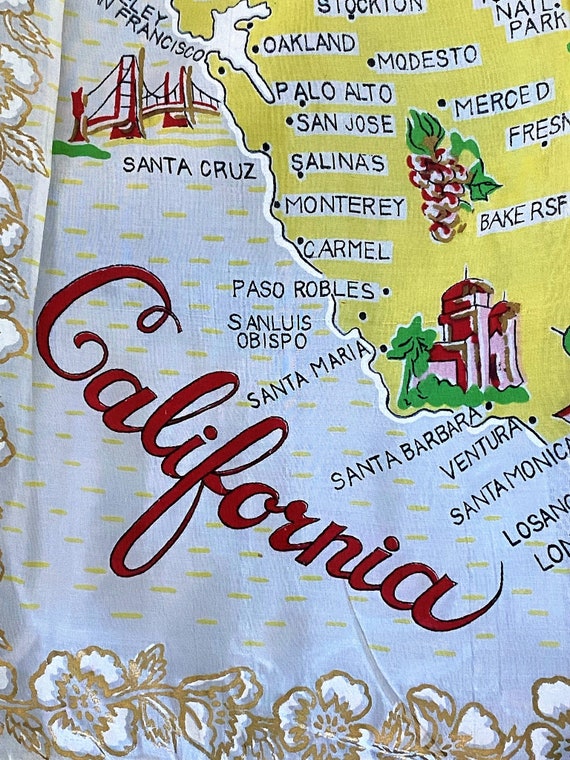 Fabulous 50's California Souvenir Vintage Fabric Organza Apron