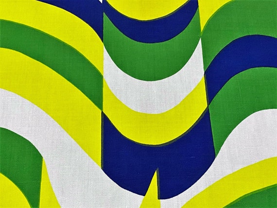 CHEERS Mod 1960's DISCO Op Art Barkcloth Era Vintage Fabric Mid Century Panton Style Upholstry