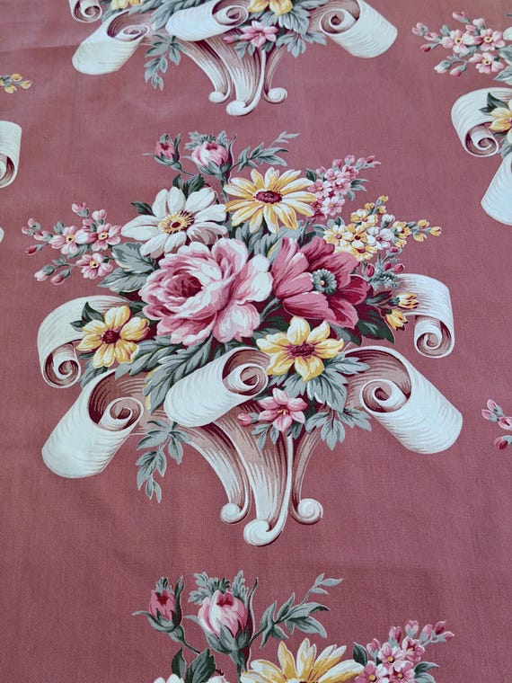 Rococo 30s Design Athens Shabby Chic Hollywood Regency Barkcloth Vintage Fabric
