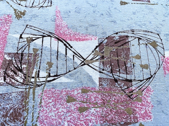 2-YDS 50's Abstract Fish ELECTRONICA Waverly Vintage Fabric Unused Yardage