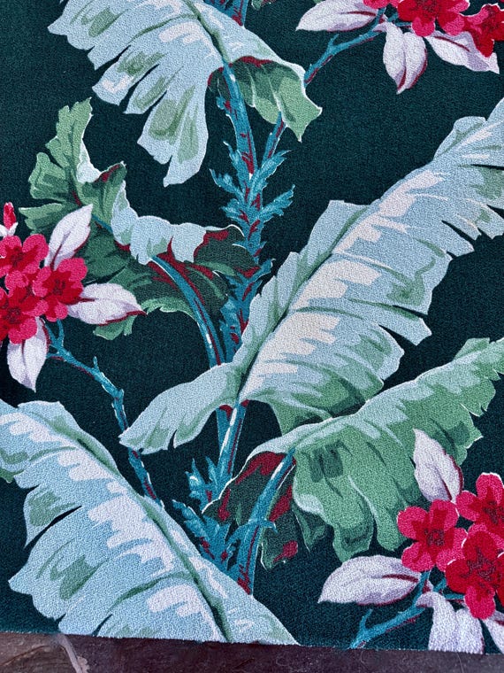 Giant Banana Leaves Vintage Barkcloth Fabric Hawaii mts Miami Beach Tropical 1930's Pillows Bags