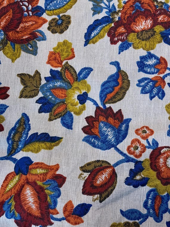 1970's Gramercy Park Brownstone Jacobean Linen Upholstery Vintage Fabric 8YDS Avail.