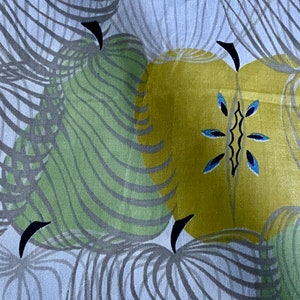 Tkanina tapicerska EDEN Apples Pears Mod z lat 50. w stylu Bauhaus, w stylu Mid Century Barkcloth Era Vintage, do dekoracji wnętrz, 16 jardów. Dostępna.