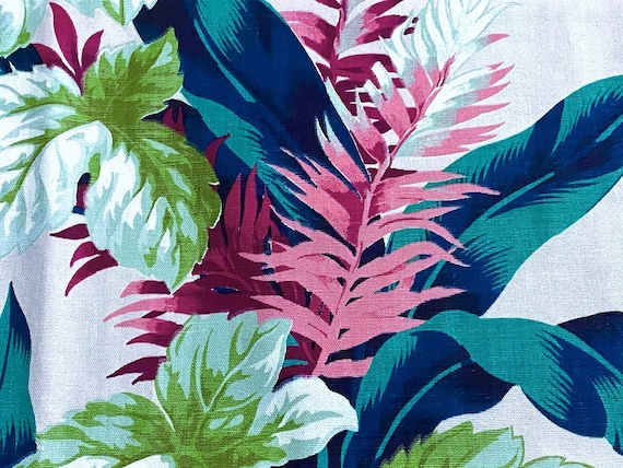 40's Waikiki Hawaiiana Tropical Barkcloth Vintage Fabric Drape Curtain for Home Decor Upholstery 4 Avail.