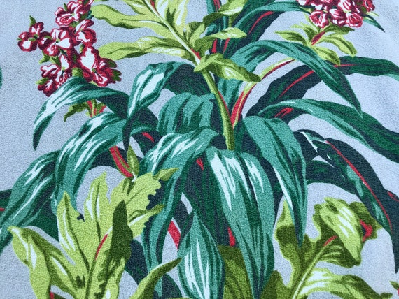 Jungle Fever 30's Hawaiian Miami Beach Barkcloth Vintage Fabric Drape Curtain 4 Avail.