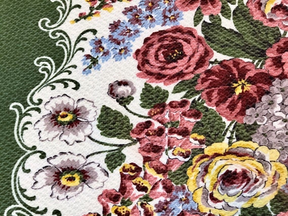 3.5YDS Neoclassical Beach House Barkcloth Vintage Fabric Yardage Cape Cod Home Style