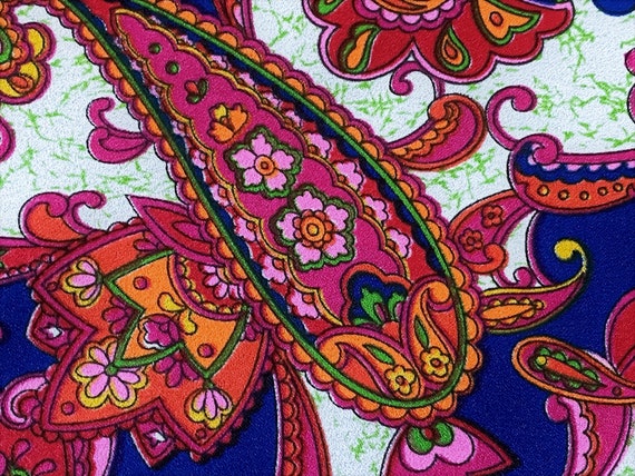 60's Peter Max & Endora on Delics Vintage Fabric PAISLEY POWER Acetate Yardage