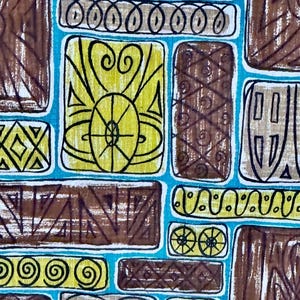 South Pacific Mid Century Tiki Barkcloth Vintage Fabric Yardage Eames Tribal 1950&#39;s Home 8YDS Avail