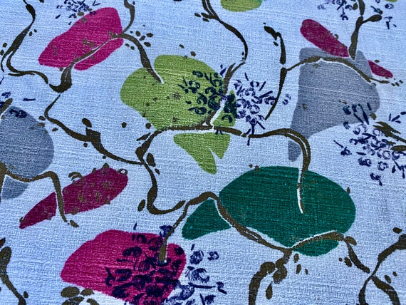 1950's Imperator Companion CONFETTI Foliage Barkcloth Vintage Fabric Salesman Sample