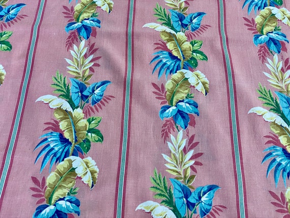 20's Sweet & Charming Cascading Anthurium Vintage Fabric Stripe 8YDS Avail.