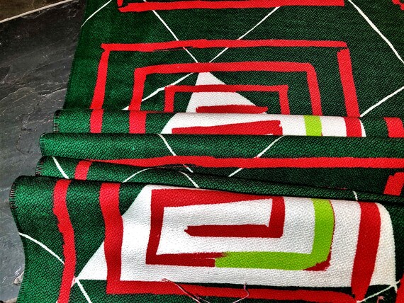 Atomic 50's Amoebic Squares Barkcloth Vintage Fabric Yardage Futuristic Mid Century Design 2YDS Avail