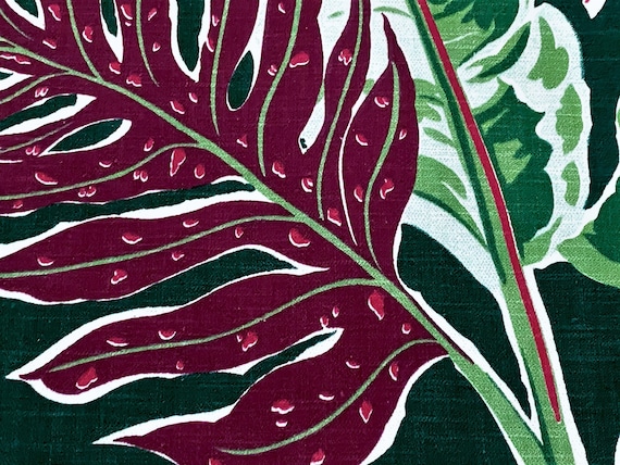 Dynamite Tropical Palm Green Salesman Sample Barkcloth Era Vintage Fabric 1930's Miami Beach