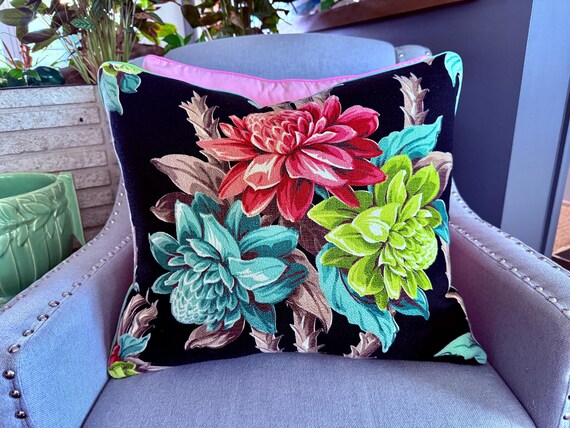 Design Kenya 1930's Art Deco Miami Beach Mid Century Barkcloth Vintage Fabric PILLOW