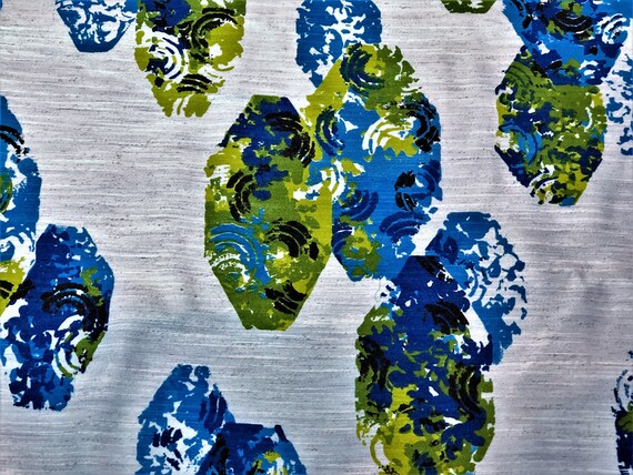 2YDS 1970's Verner Panton Style Op Art Barkcloth Era Vintage Fabric Danish Mod Vibe for Upholstery Home Decor