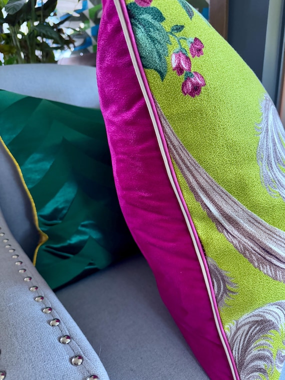 Juicy Art Nouveau Dorothy Draper Style Hollywood Regency Barkcloth Vintage Fabric Mid Century PILLOW